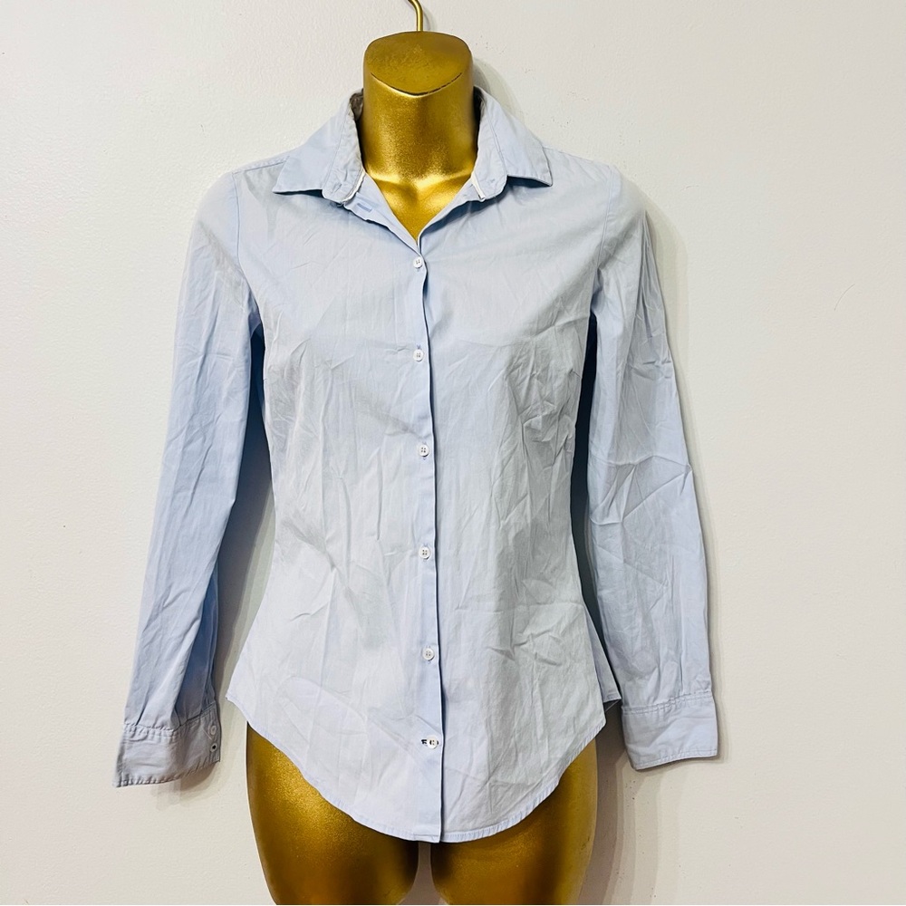 Zara Basic Fitted Button Down Shirt – Light Blue … - image 2